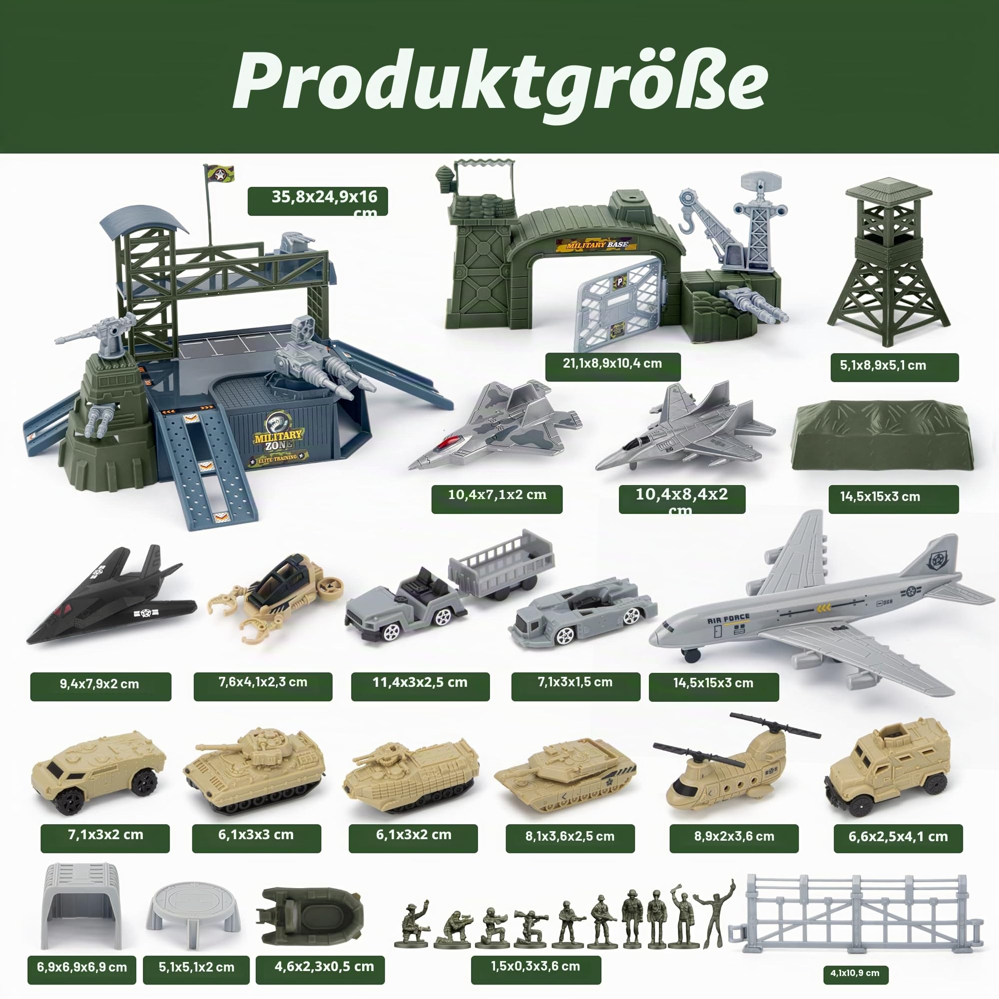 XDUOYJOY Militär Panzer LKW Spielzeug mit 13 Fahrzeugen, Hubschrauber Kampfjet Spielmatte Soldaten Figuren, Geburtstagsgeschenk für Jungen ab 3 Jahren