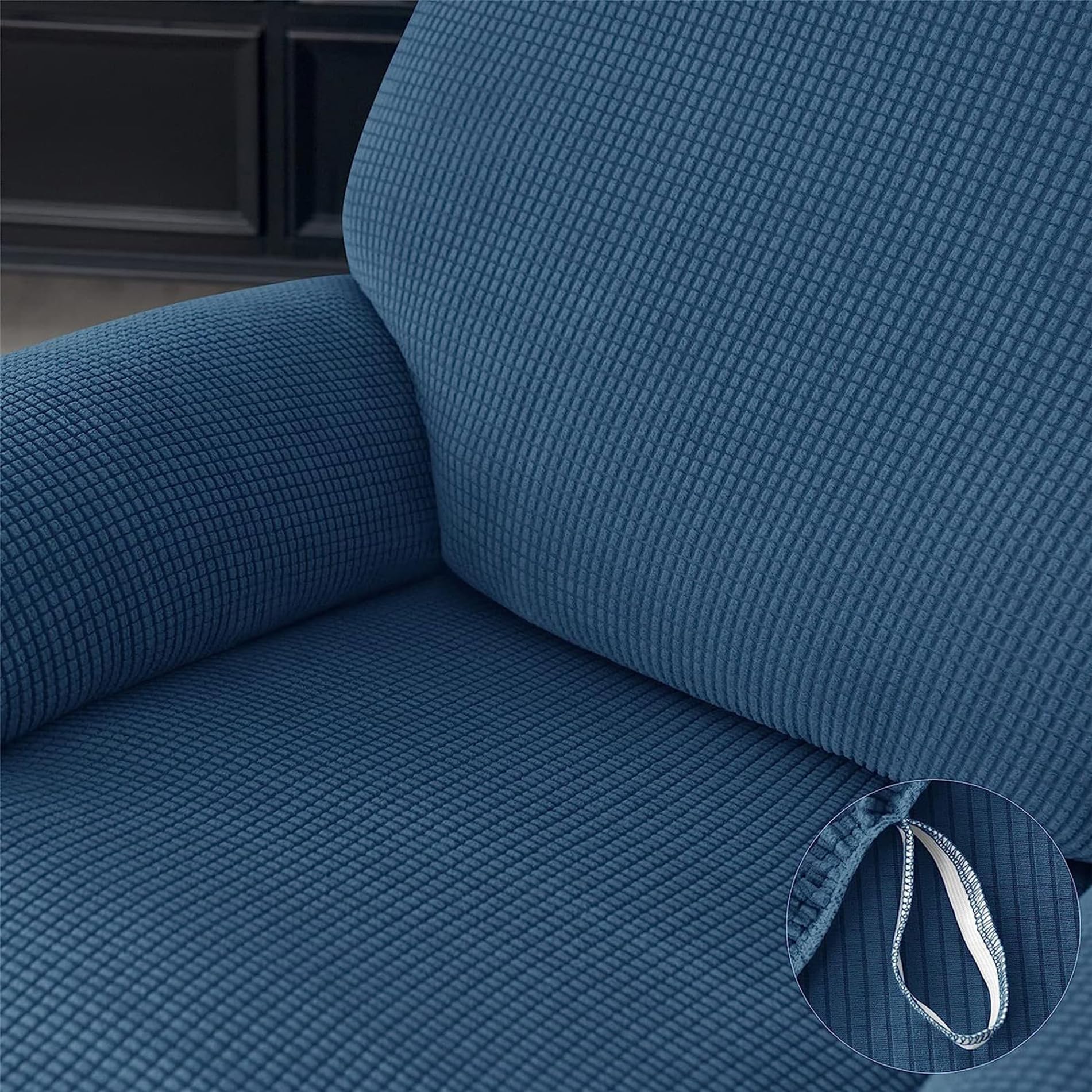 Funda de Sillón Relax Elástica Jacquard 1 2 3 Plazas Fundas de Sofá Reclinables Cubre Sofá Completo Cubiertas Protector para Sillón Reclinable Antideslizante (Zafiro,3 Plazas)