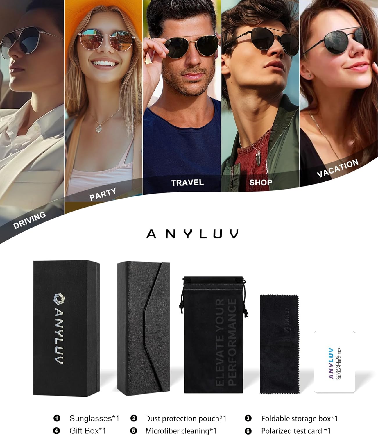 ANYLUV Polarized Sunglasses Men Aviator Mens Sunglasses, Pilot Sun Glasses Mens Womens UV400 Protection for Driving Fishing