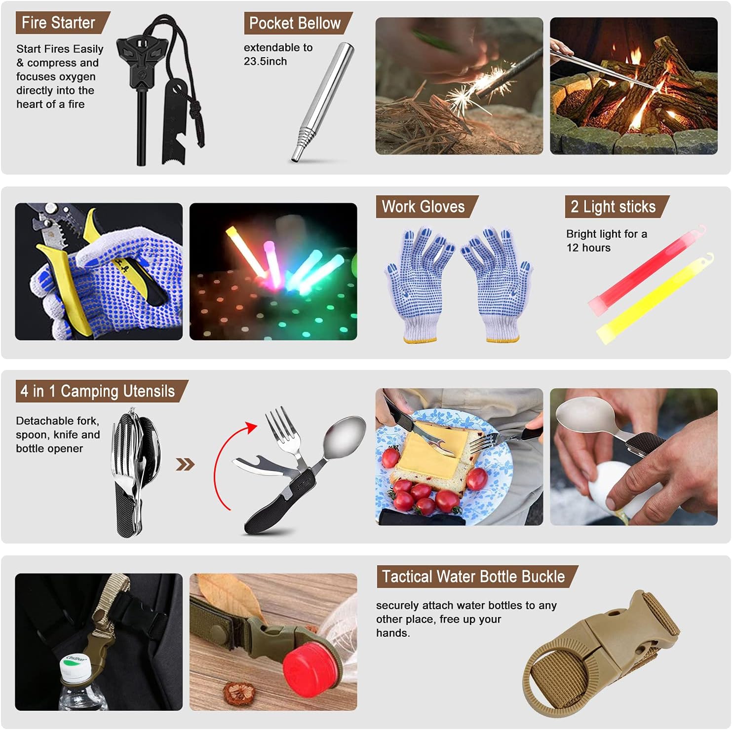 152Pcs Emergency Survival Kit and First Aid Kit, Professional Survival Gear Tool with Tactical Molle Pouch and Emergency Tent for Earthquake, Outdoor Adventure, Camping, Hiking, Hunting : Sports & Outdoors
