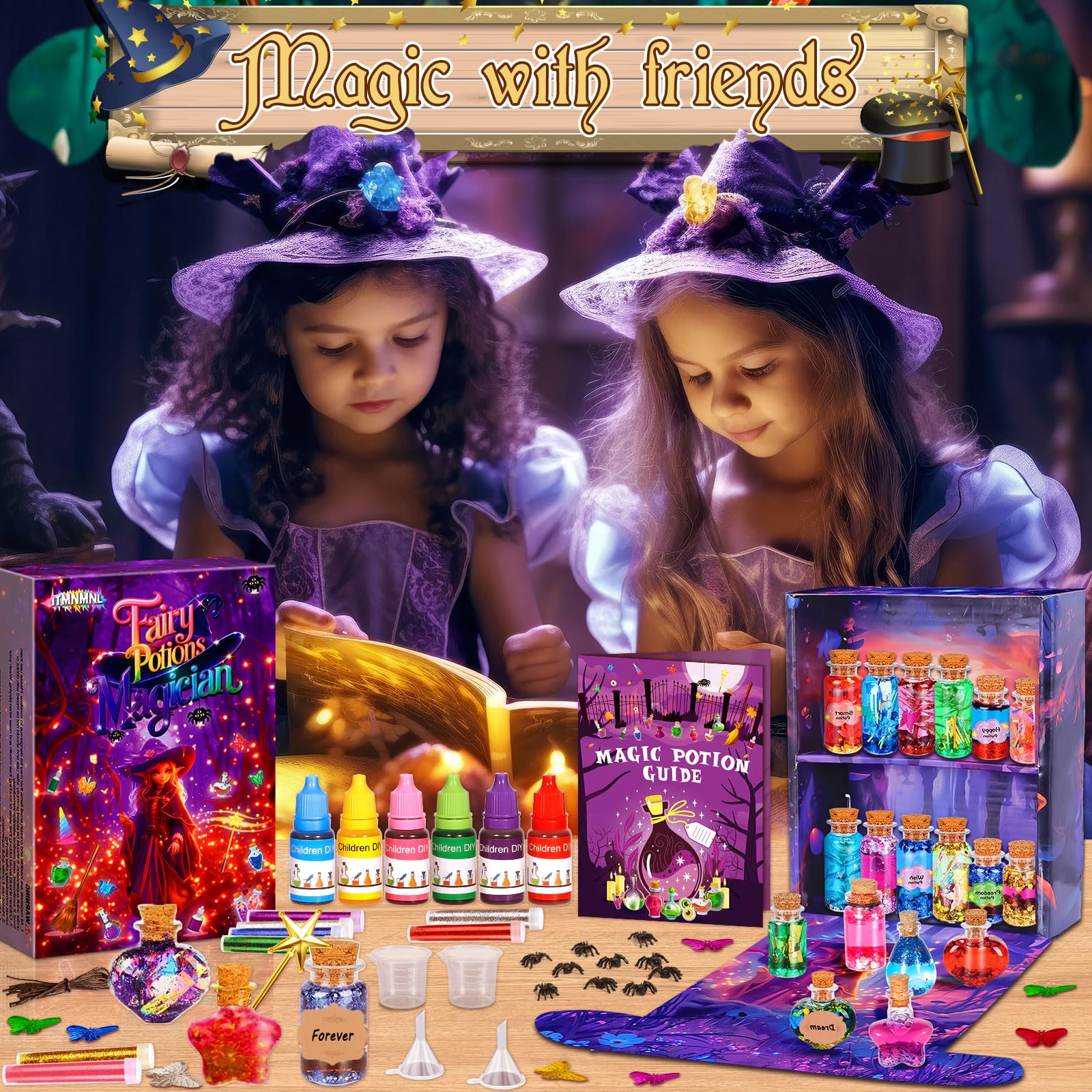 Pozioni Magiche Bambina – Kit Creativo Con 22 Bottiglie, Glitter E Accessori – Regalo 6-10 Anni