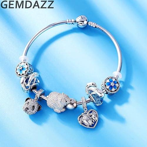 Miniatura 5 de GEMDAZZ Juego de dijes para el día de la madre, pulsera de bricolaje, dije de oso madre e hijo y dije de delfín para mamá, bebé, en plata de ley