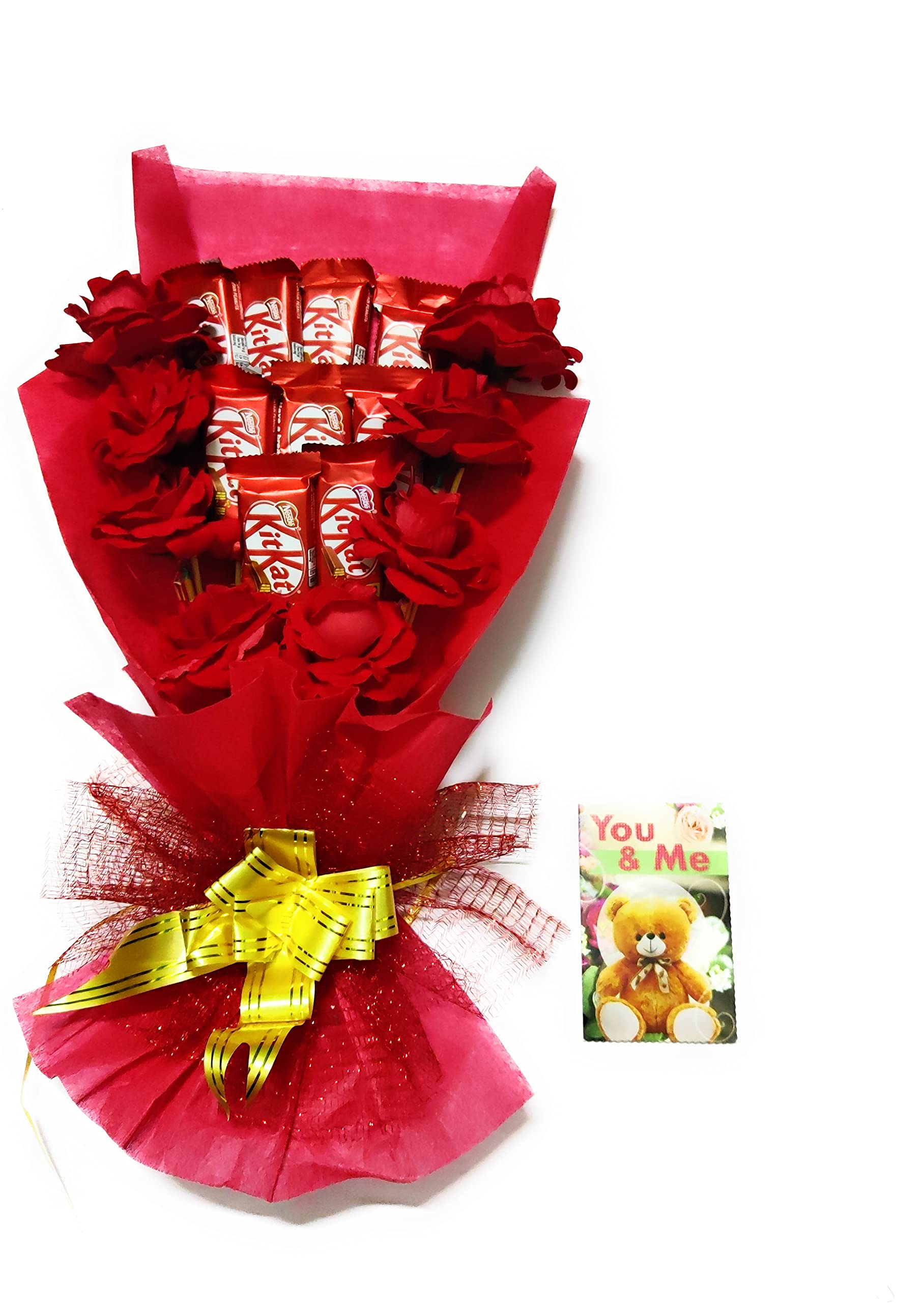 BIRTHDAY GIFT CHOCOLATE BOUQUET WITH 9 CHOCOLATE WITH SPECIAL OCCASTION CARD (WITH YOU & ME CARD)-image-29