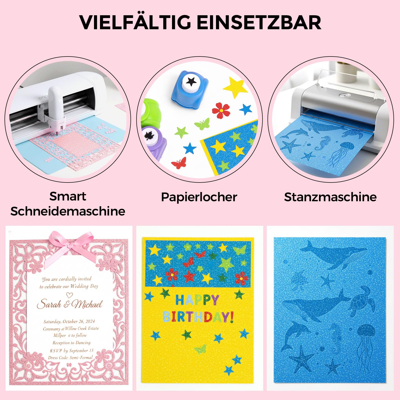PETUTU Carta Glitterata A4 – 20 Fogli 250g/m² – 20 Colori Diversi Per Fai Da Te E Scrapbooking