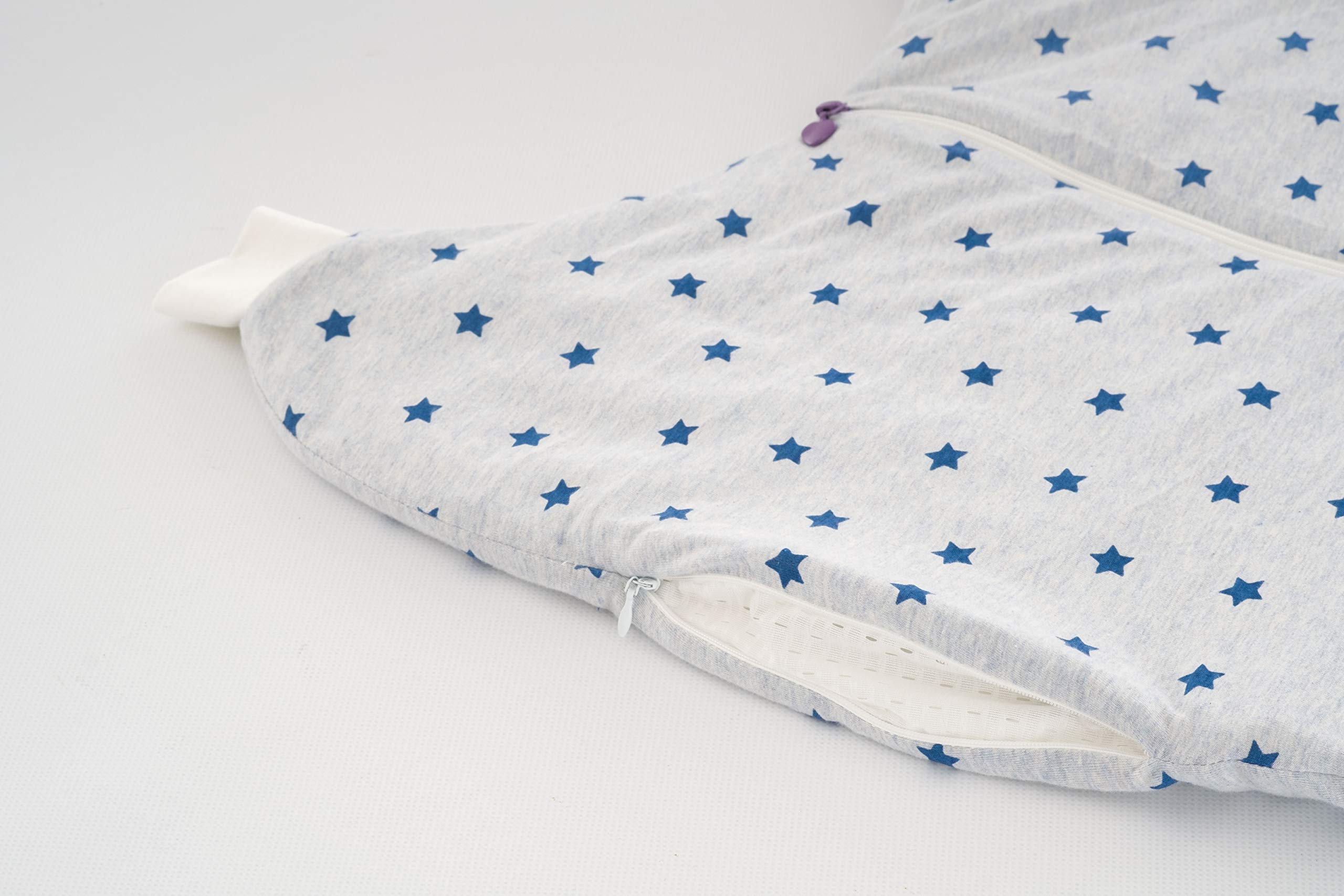 Träumeland LIEBMICH - Sacco a pelo to Go, misura 92, motivo stella blu – con doppia ventilazione regolabile, per andare in sicurezza e libertà di movimento durante il sonno, multicolore
