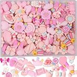 70 Pcs Slime Charms Pink Resin Charms Cute Embellishments Bulk Mixed Ornament Decorations Accessories