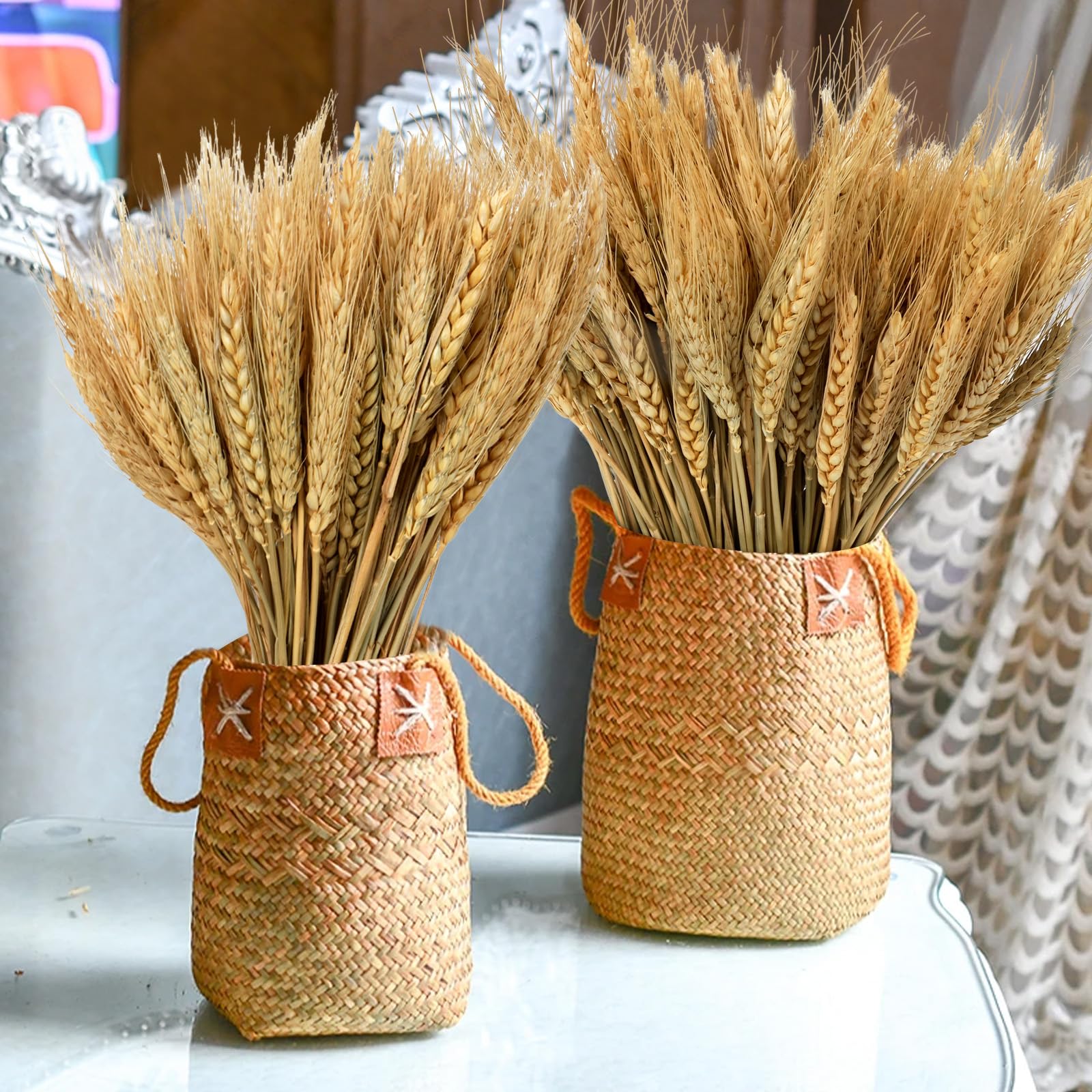 300 Piezas Espigas de Trigo Secas Naturales Flores de Trigo Seco Ramo de Hierb Flores Secas Decoracion para Hogar Mesa de Comedor Boda Decoración de Otoño