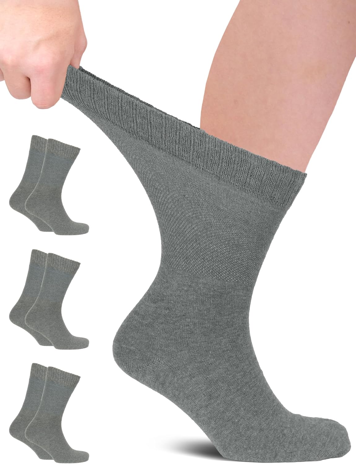 Hugh Ugoli Diabetic Socks for Men, Non-Binding, Moisture Management, Loose Fit, Wide, Seamless, Edema Neuropathy, Size M/L/XL