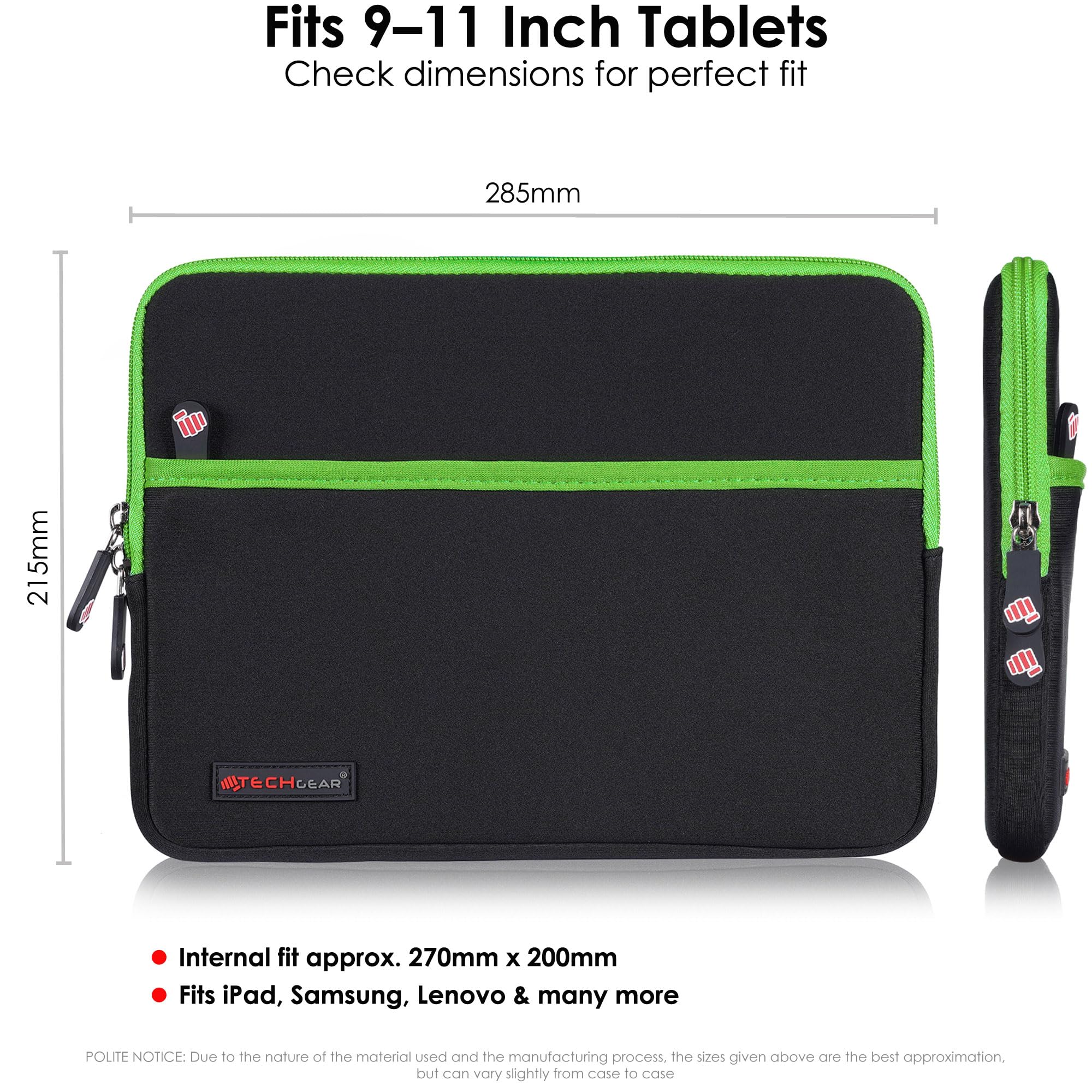 TECHGEAR Custodia 10" Pollici tablet - Custodia Protettiva manicotto in neoprene Sottile e rivestimento interno antiurto Compatibile con Samsung Tab A8 10,5 2022 10,1 Tab A7 10,4 Surface Go 3 e altri