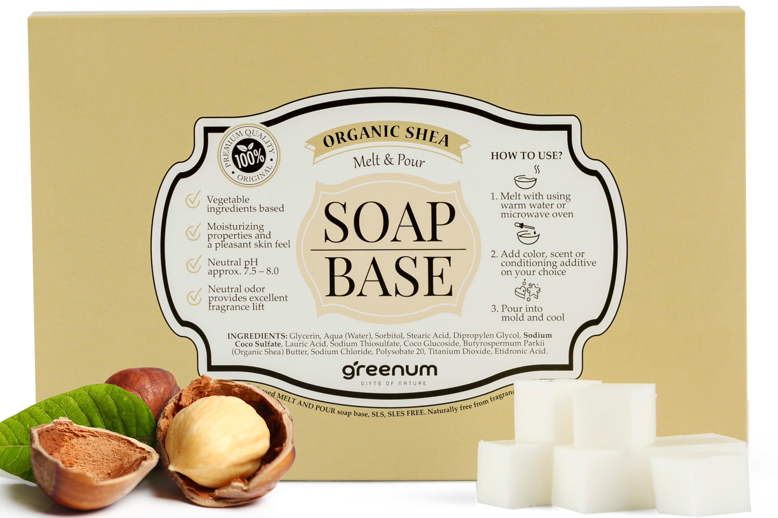 Cube Savon Glycérine Free Base De Savon à Fondre Au Beurre De Karité - 2 Lbs (900g) De Cubes, Sans SLS/SLES, USA Savon Glycerine