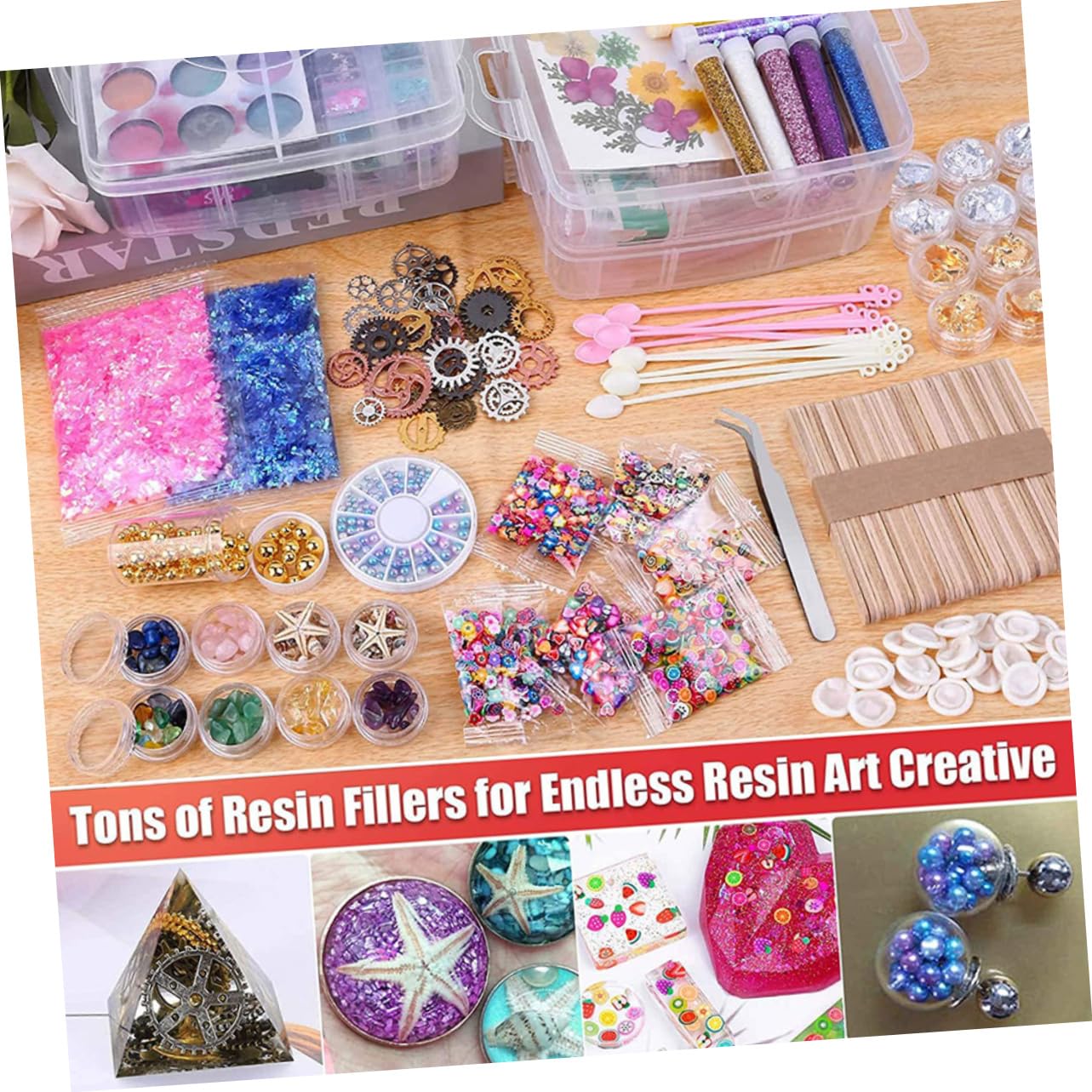 Tofficu Kit D’Ornements en Résine pour Débutant, Accessoires de Bricolage, Moules pour Marque-Pages, Décorations Créatives, Loisirs Manuels