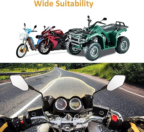 Miniatura 7 de motorcycle rearview mirror For Kawasaki Z125 Z250 Z300 Z750 Z750R Z800 Z900 Z1000,Universal 8mm round rearview mirror