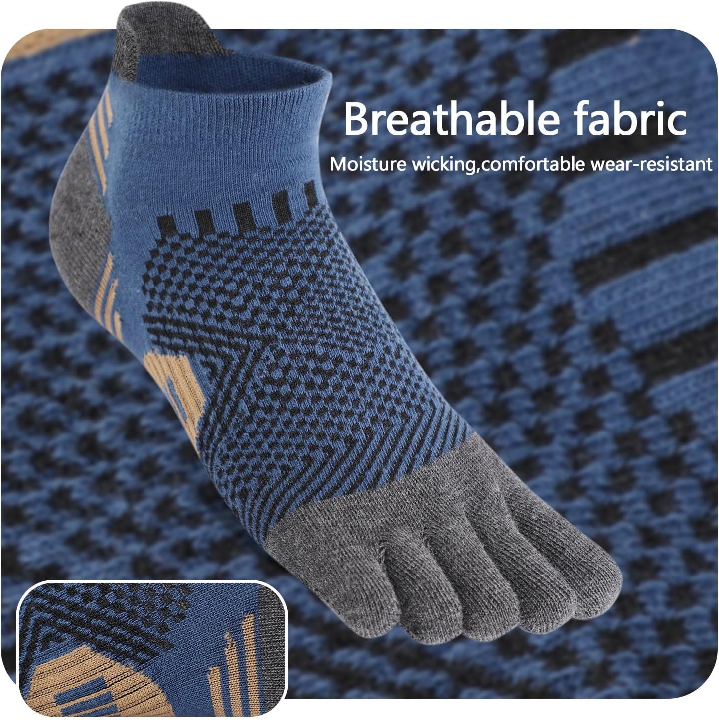 Men's Toe Socks Cotton Athletic Socks No Show Five Finger Sports Socks Arch Support Ankle Socks 6-9/9-12 - Image 5