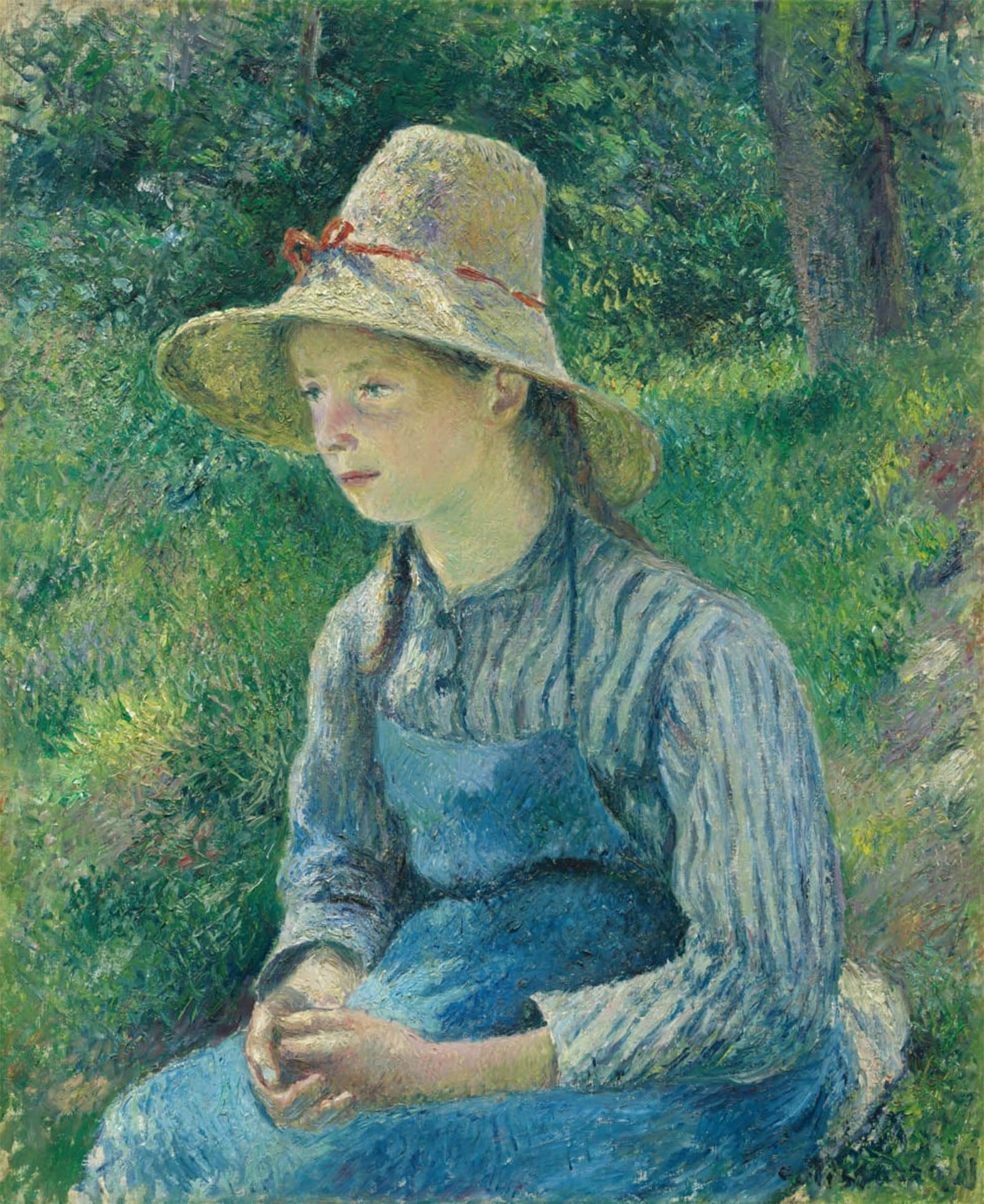 POSTERIIk Famous Print Pop Art Wall Art Graffiti Peasant Girl with a Straw Hat by Camille Pissarro Art Prints for Home Decor 60x90cm