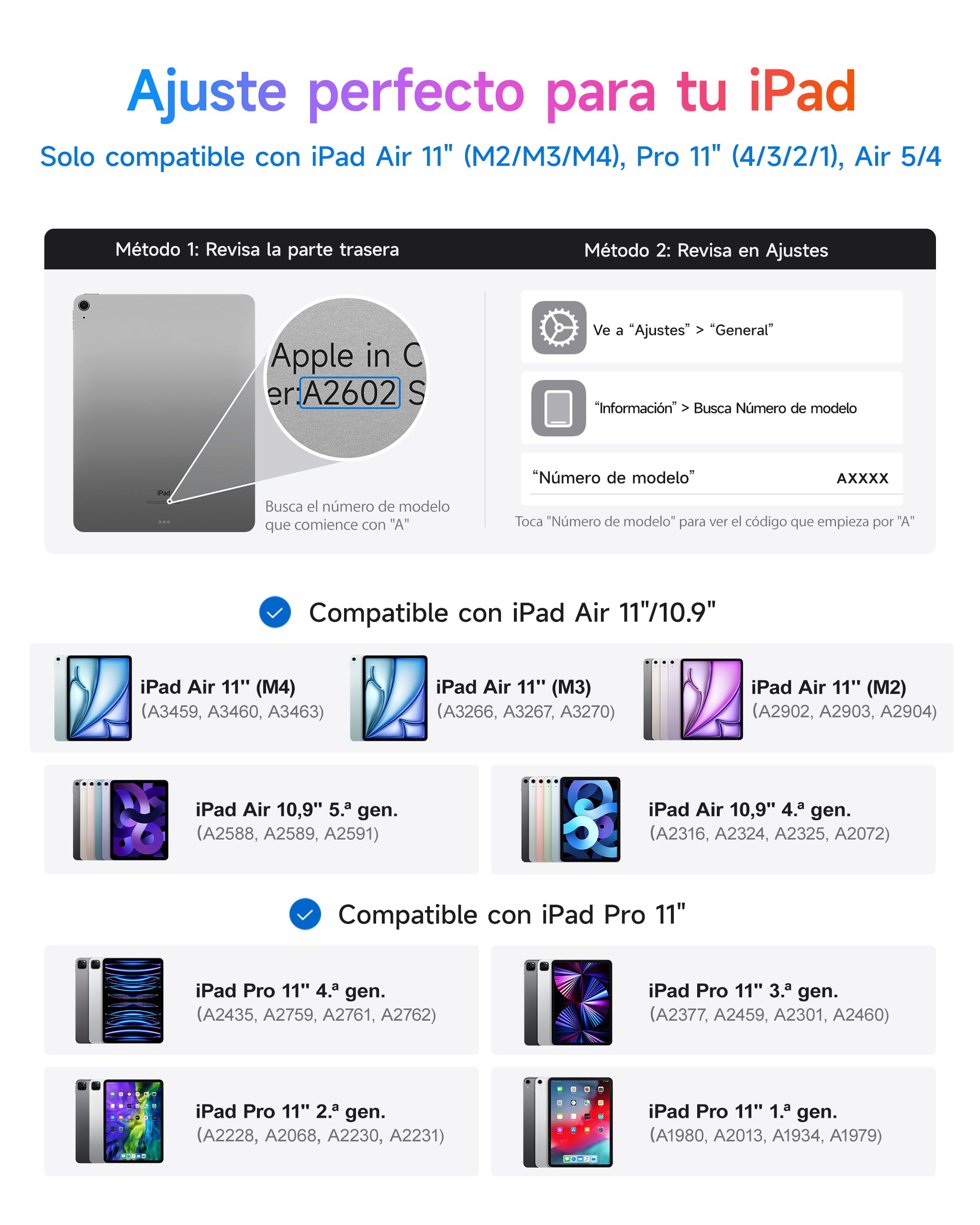 HOU Funda con Teclado para iPad Air 11″, Air 5/4 y Pro 11″ 1/2/3/4 Gen | 360° giratorio,extraíble, base ajustable,vertical/horizontal,portalápiz,trackpad,retroiluminación,funda integral,Blanco