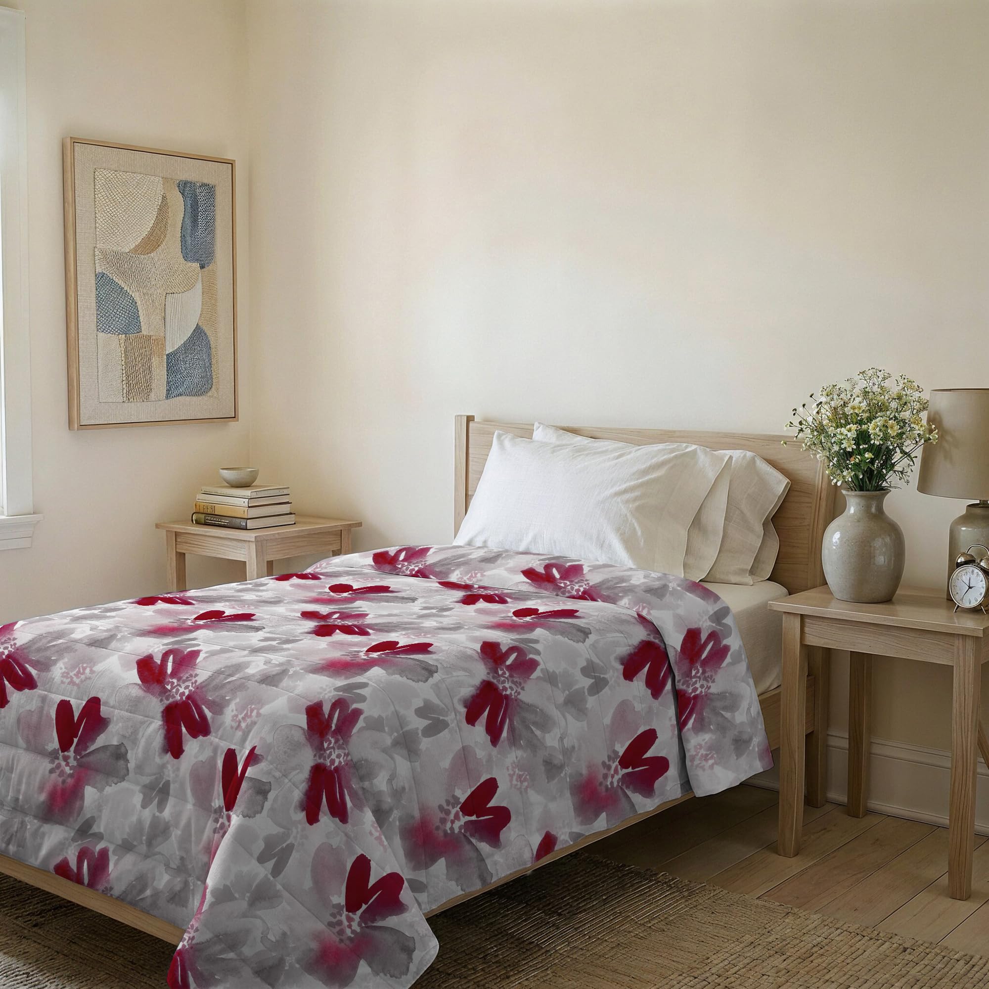 Italian Bed Linen BASIC Passion Microfibre Printed Summer Quilt, Single 160 x 240 cm