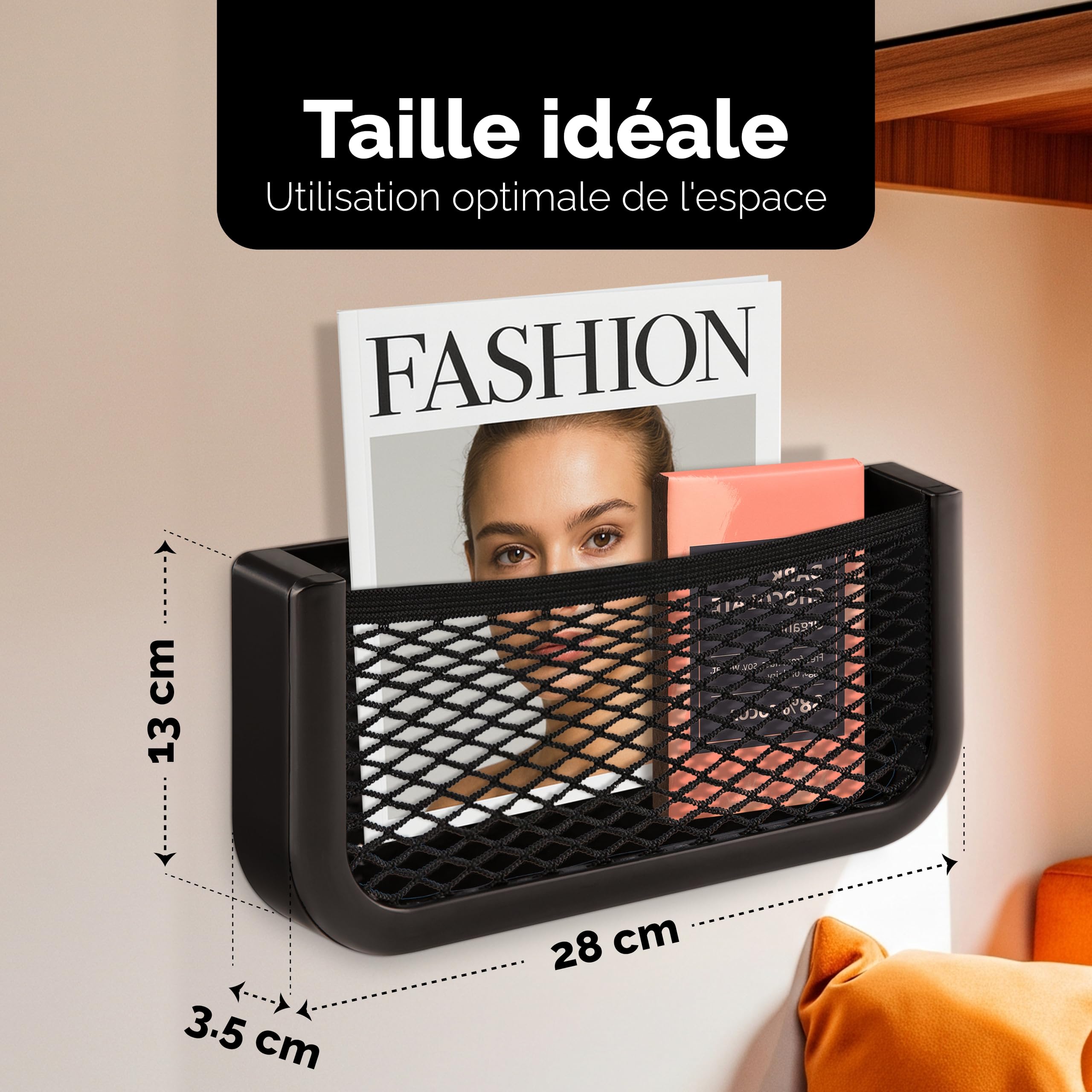 Vicera Ensemble de filets de rangement pour camping-car et caravane - 2 pièces - Filet de rangement en plastique robuste et filet élastique - Matériel de montage inclus