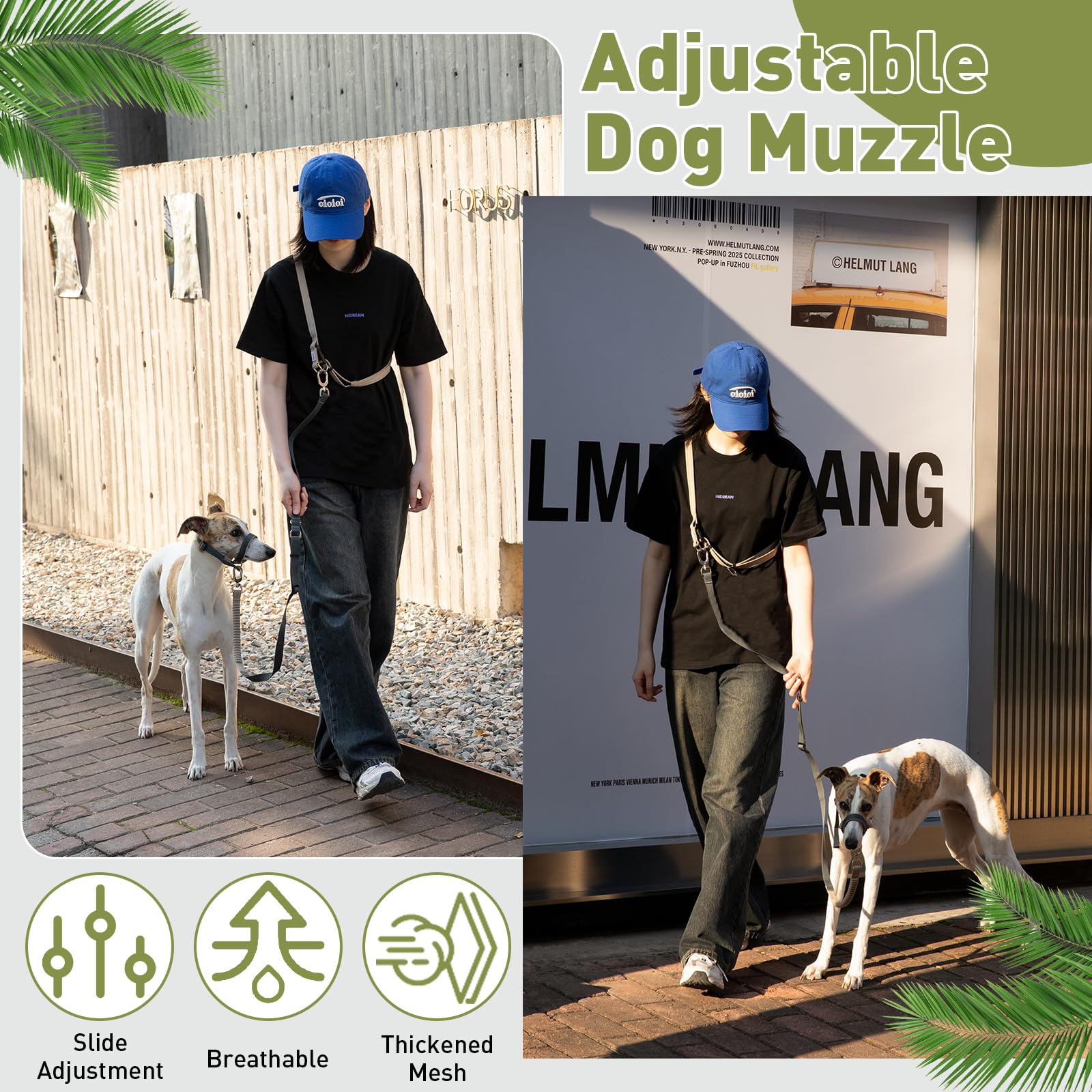 Duuclume Dog Muzzle for Small to Large Dogs - Breathable Adjustable Strap with Padded Nose Band & Reflective Strips,Prevents Biting, Chewing, Barking(Grey, S)