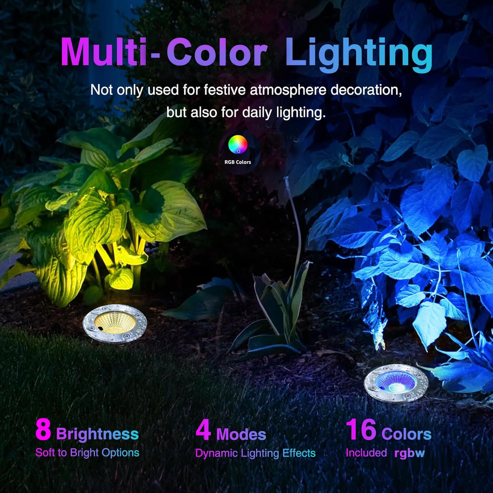 Nother AHOTSUK 4PCS 3W LED Foco Empotrable de Suelo al Aire Libre, Luz de Camino 300 Lumen, RGB 90°, para Iluminacion de Camino Jardín, IP67Impermeable(12V)