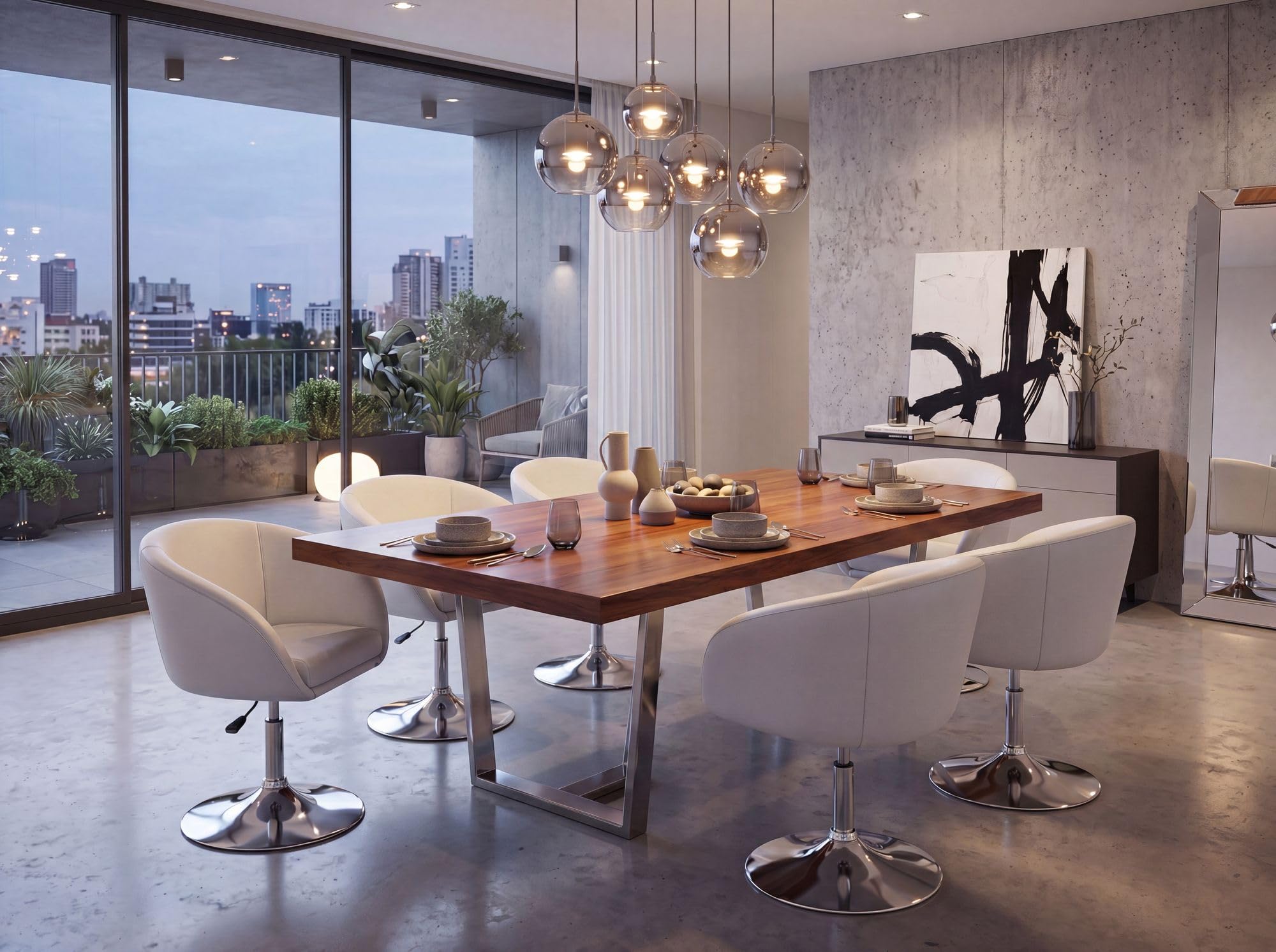 FineBuy Silla Giratoria Cuero sintético Blanco Moderna con reposabrazos | Silla de Cocina sin Ruedas | Silla de Comedor Tapizada con Respaldo | Sillón de salón con pie de trompeta, imitación de piel, hasta 120 kg, soporte seguro, acolchado cómodo
