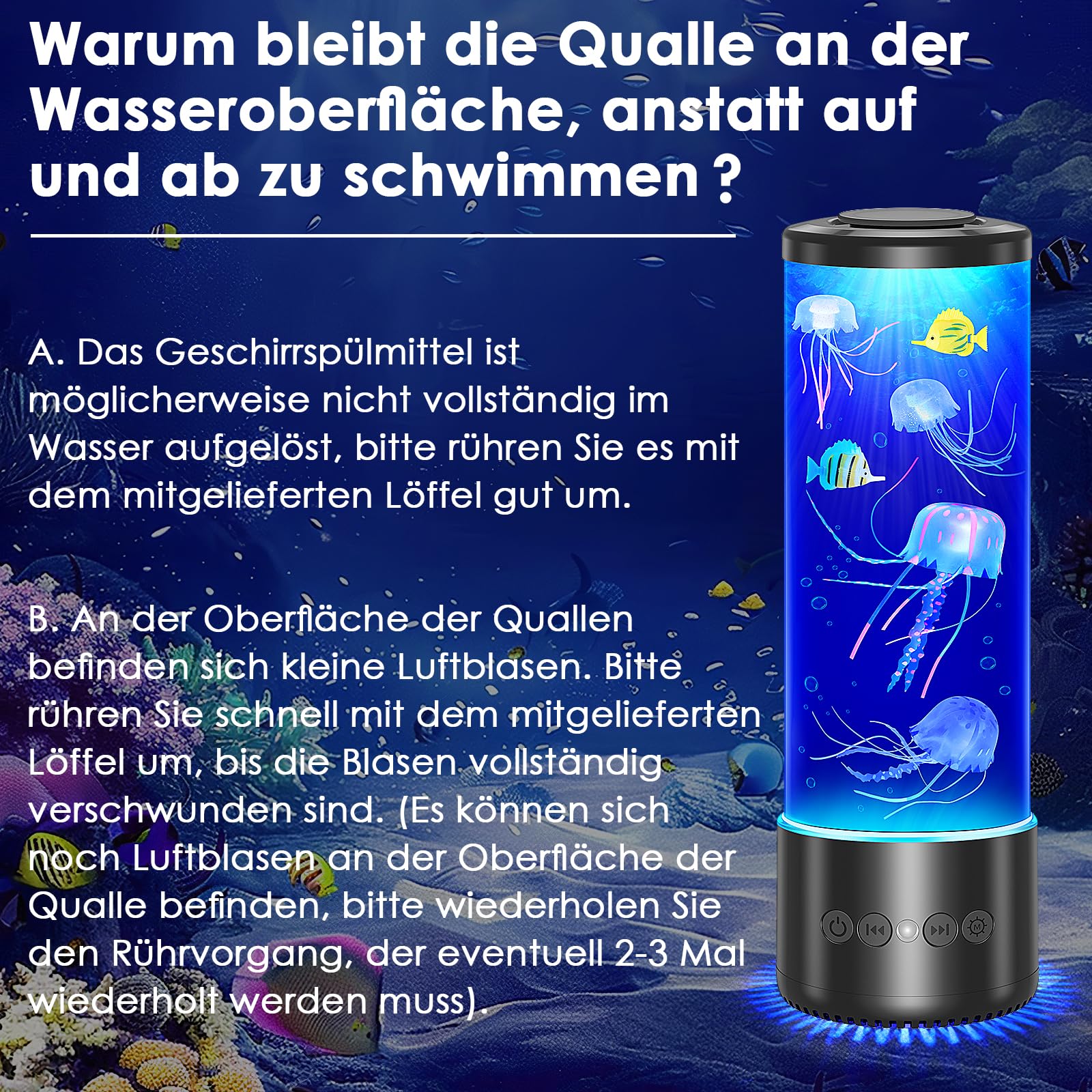 Lampa meduza z 12 białym szumem, Lampa meduza z 10 kolorami i pilotem