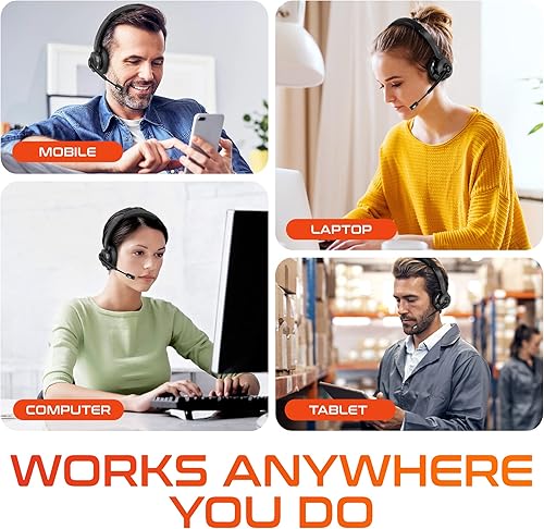 Miniatura 7 de Delton Auriculares Bluetooth 30X para computadora con micrófono con cancelación de ruido, sonido estéreo de alta fidelidad, soporte para auriculares