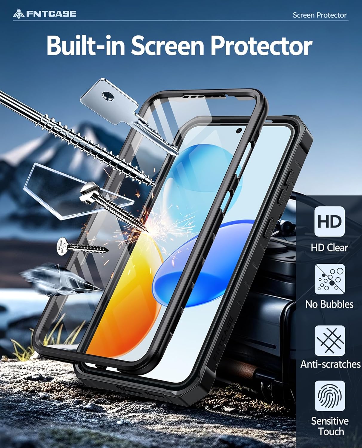 FNTCASE for Samsung Galaxy S25 Case: for Samsung Galaxy S24 Case Military Grade Drop Proof Protection Mobile Cover with Kickstand | Matte Rugged Shockproof Protective Sturdy Phone Case - Black - Image 4