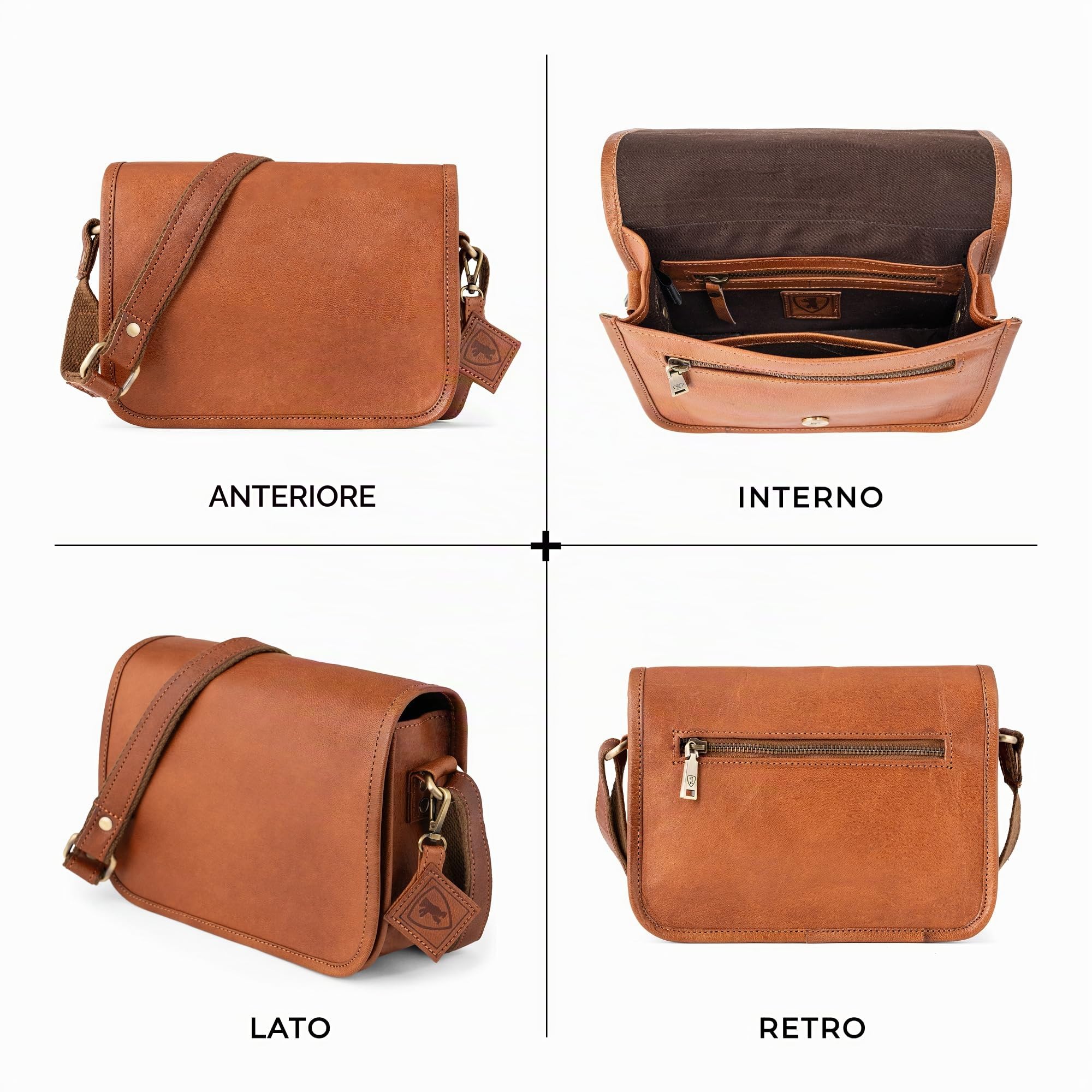 Berliner Bags Lisbon Borsa a Tracolla Donna in Pelle, Borsa Piccola con Patta e Chiusura Magnetica – Marrone