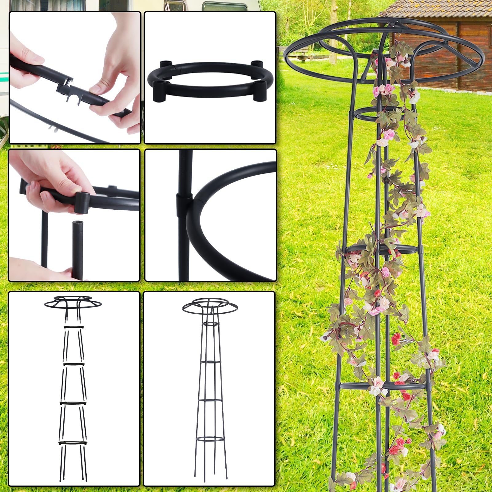 Structure de soutien pour plantes grimpantes de 185 cm - Support de jardin pour rosiers, espalier de jardin pour plantes grimpantes, légumes et plantes, 1 pièce