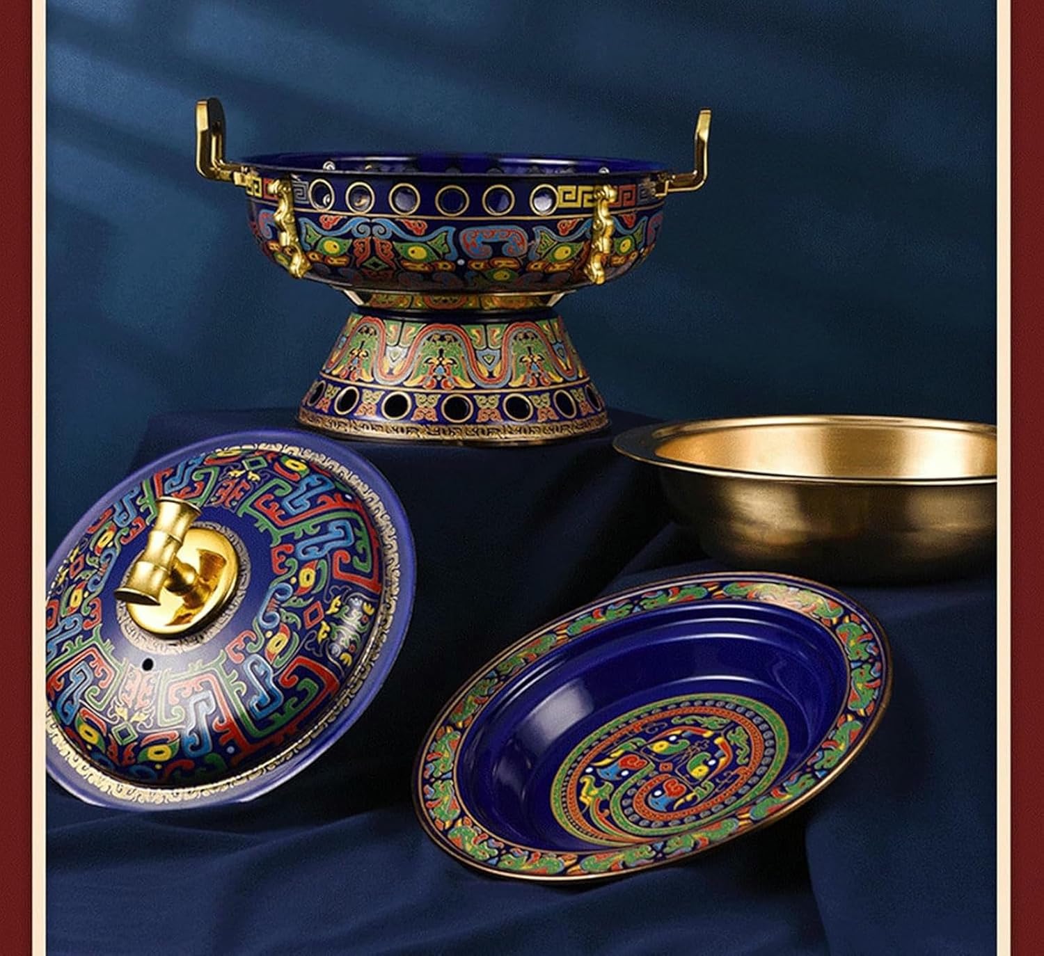 Chafing Dishes - Cloisonne Copper Hot Pot, Household Commercial Cooking Pot, Anti-scalding Handle~/