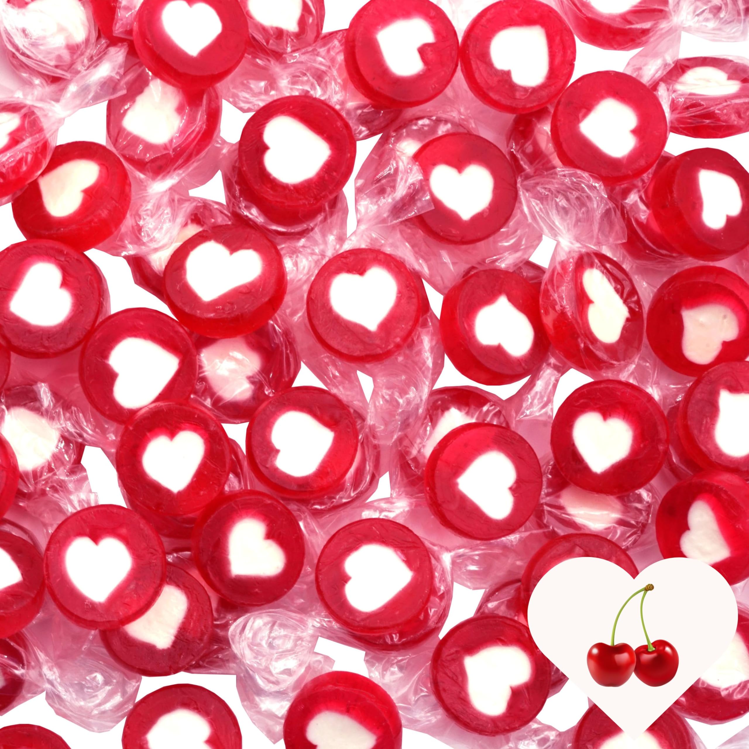 EinsSein Herzbonbons rot mit Weiß 500g | handgemachte Bonbons Herzform | Gastgeschenke Hochzeit Taufe Valentinstag Muttertag Kommunion | Essbare Tischdeko & Süßigkeiten Großpackung Herz