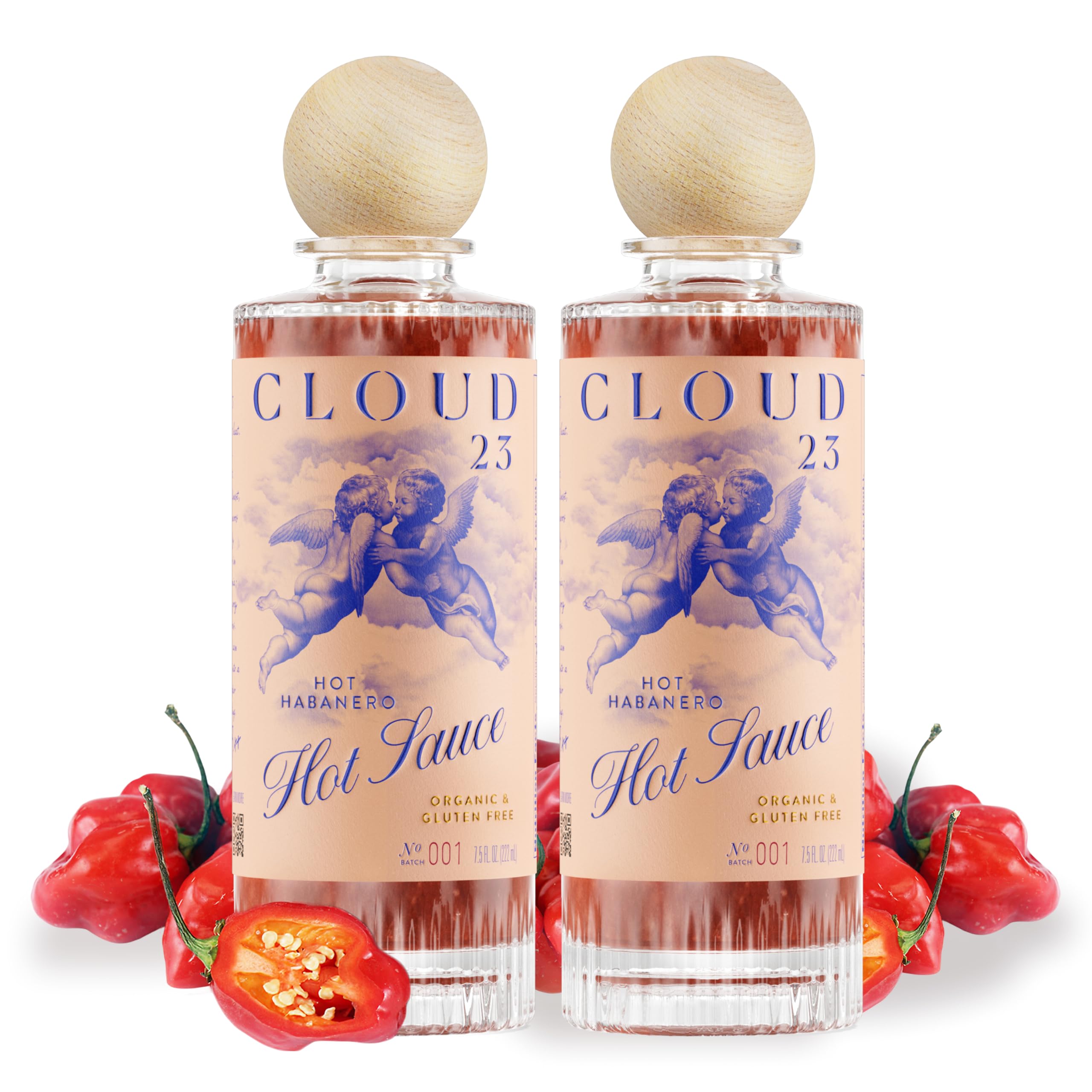 Cloud23 Hot Habanero Hot Sauce - Hot Sauce with Red Jalapeno, Vinegar, Lime, and Garlic - Kosher Certified Pure Ingredients Organic, Non-GMO - (2-Pack