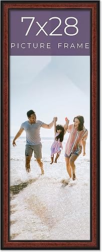Miniatura 1 de Marco ejecutivo de madera maciza marrón ejecutivo de 7 x 28 pulgadas de ancho de 1.25 pulgadas  Profundidad del marco interior de 0.5 pulgadas