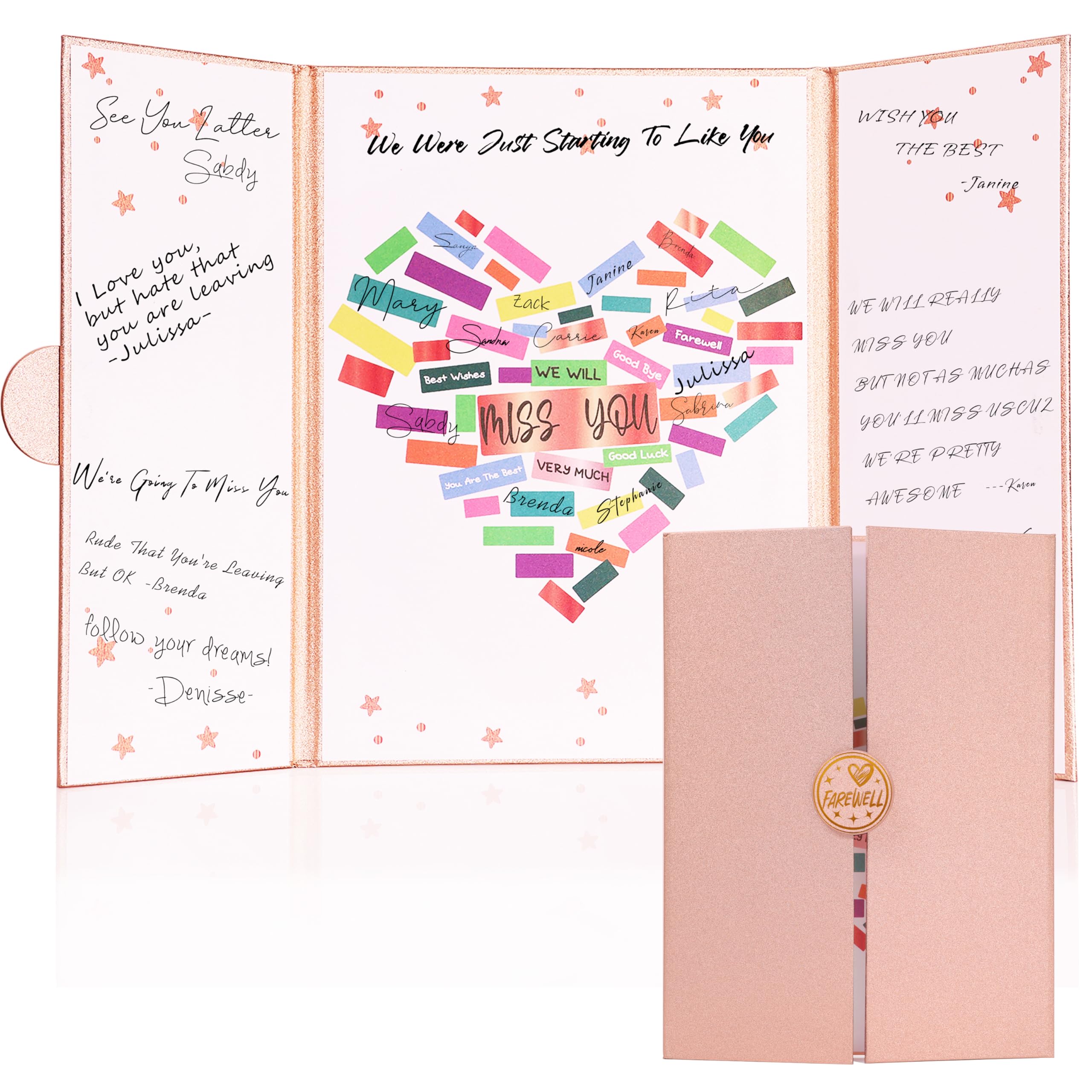Libro de invitados de despedida, regalos de despedida para compañeros de trabajo, tablero de firma We Will Miss You, decoraciones de fiesta de jubilación feliz, tarjetas de despedida para