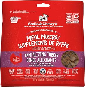 Stella & Chewy’s Freeze Dried Raw Tantalizing Turkey Meal Mixer – Dog Food Topper for Small & Large Breeds – Grain Free, Protein Rich Recipe – 99g Bag