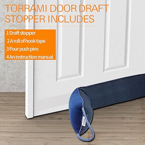 Miniatura 6 de TORRAMI Tapón de aire de 38 pulgadas para puerta debajo de aislamiento inferior, 2.0 libras, sello de protección de tapón para puertas y ventanas,