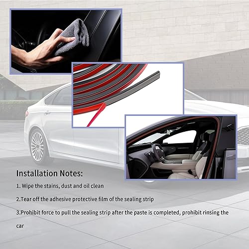 Miniatura 6 de Tira de goma para puerta de automóvil de 16.4 pies con estructura mejorada de 3 capas a prueba de sonido, burlete de puerta de automóvil, burlete de