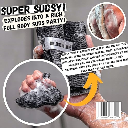 Miniatura 3 de Toalla exfoliante extra áspera, exfoliante extremo para cuerpo y espalda para ducha, extra largo, exfoliante higiénico áspero, hombres y mujeres,