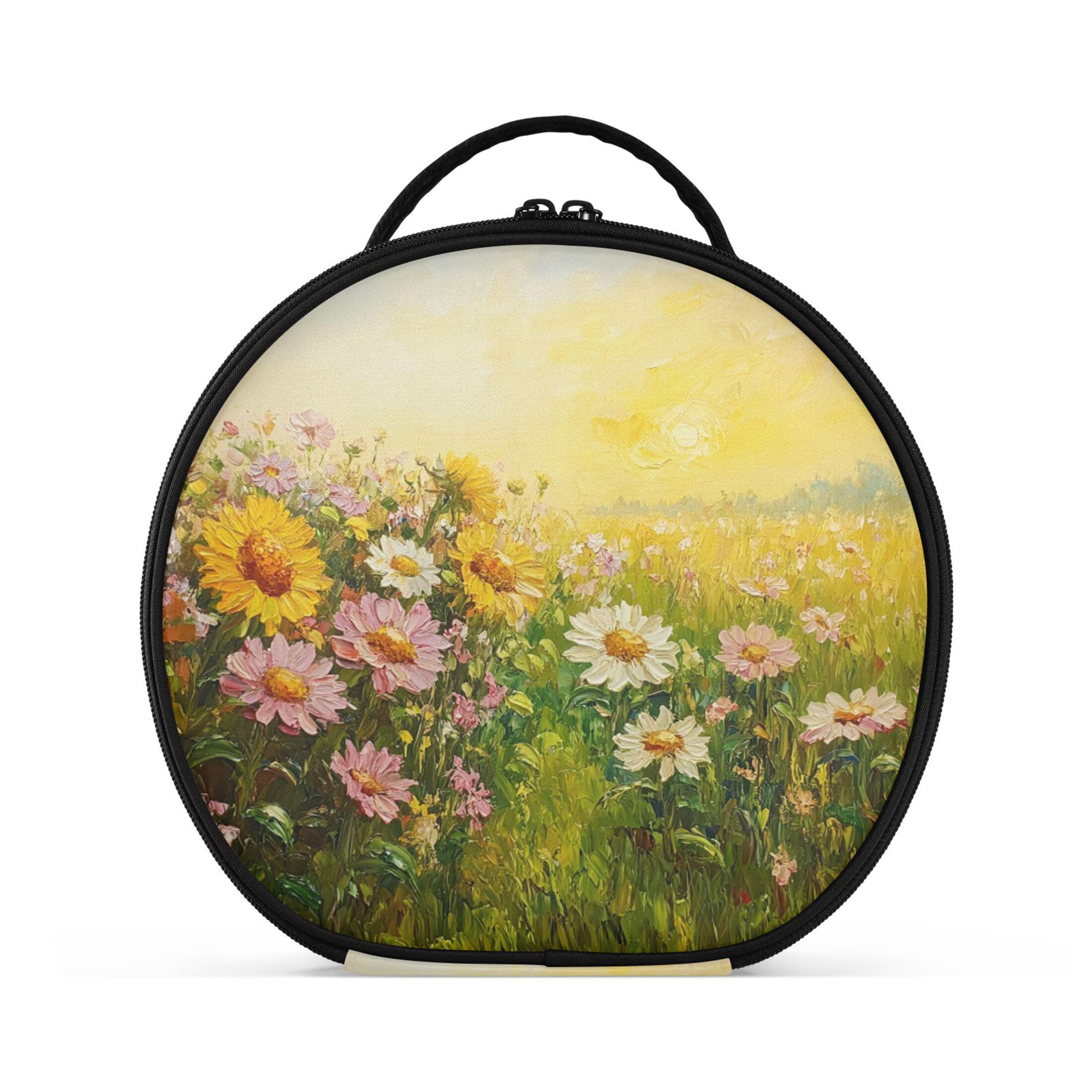 Takiito Oil Painting Of Sunflowers Travel Makeup Case Portable Makeup Box Artist Cosmetic Case Organizer With Adjustable Dividers