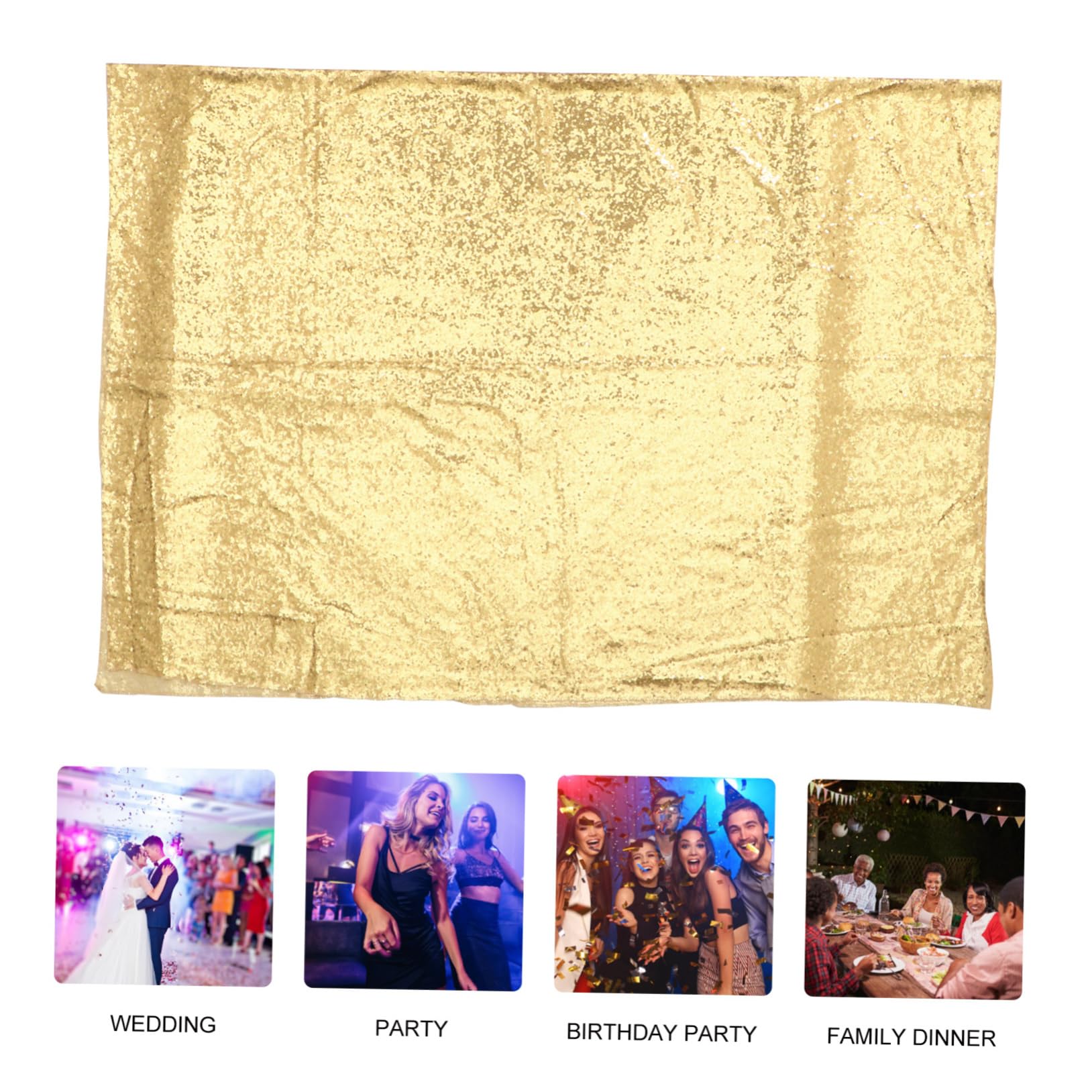 Fondale Fotografico a Paillettes Oro 1, 2x1, 8m per Feste | Tessuto Finitura Scintillante, per Matrimonio e Capodanno, Adatto a Scena Natalizia