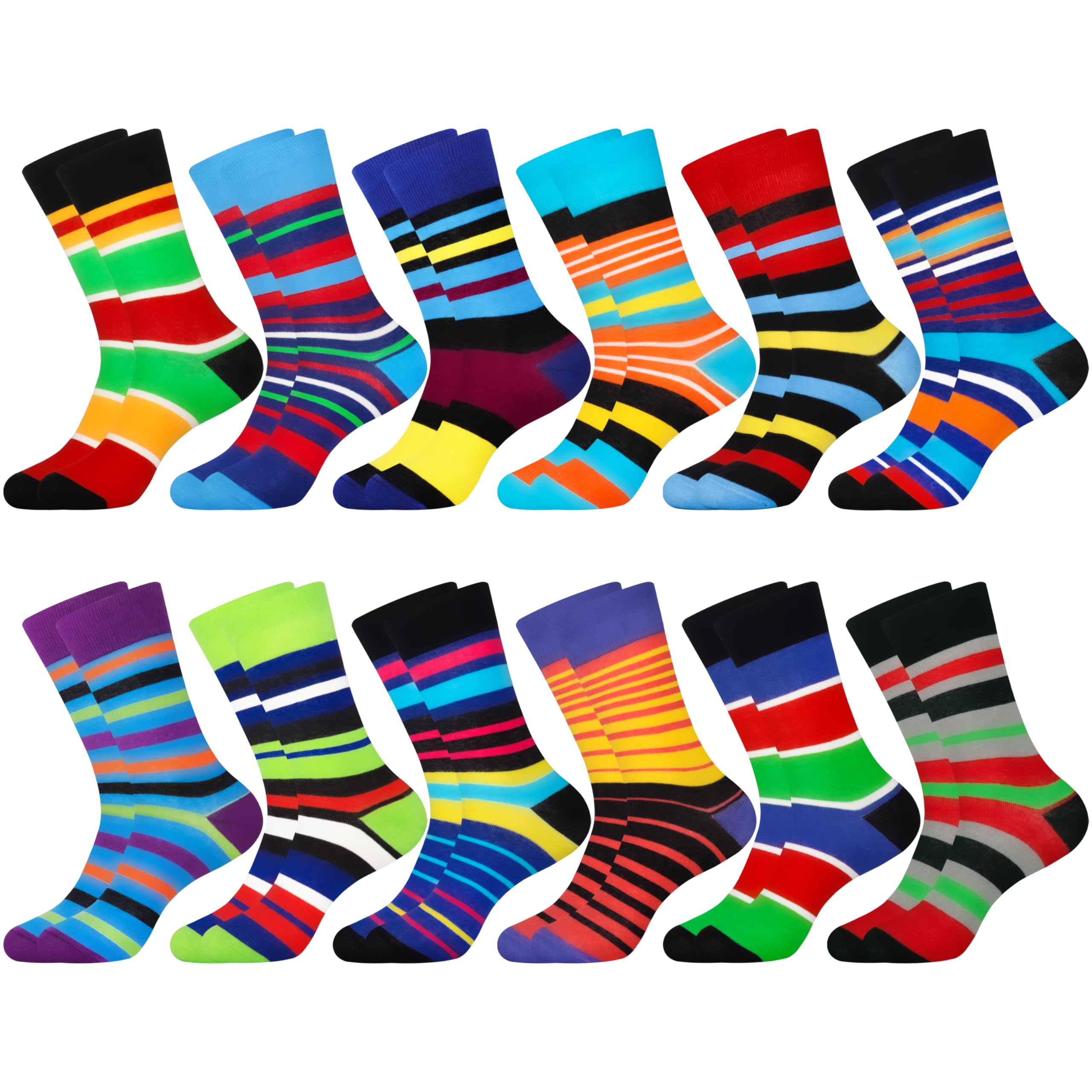 Jeasona 12 Paare Bunte Socken Herren 39-49 Lustige Socken Herren Witzige Business Baumwolle Anzugsocken für Männer
