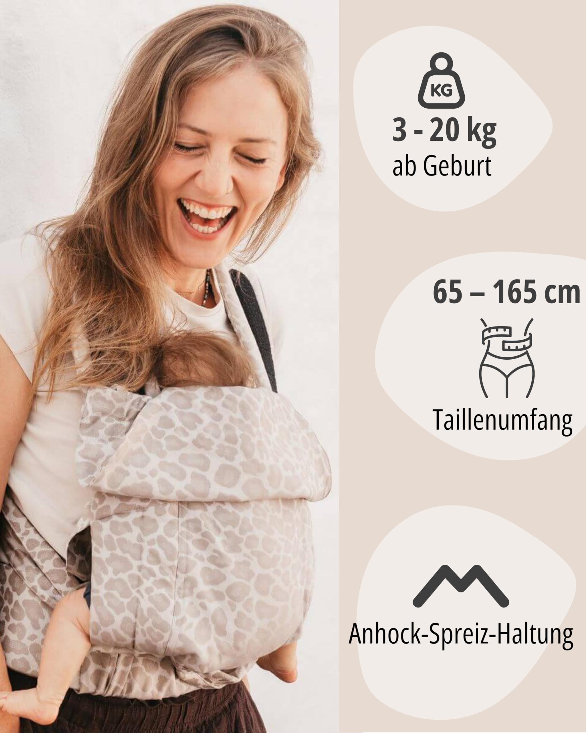 Hoppediz Babytrage Bondolino b.pure Bauchtrage Hüfttrage Rückentrage ab Geburt Elba