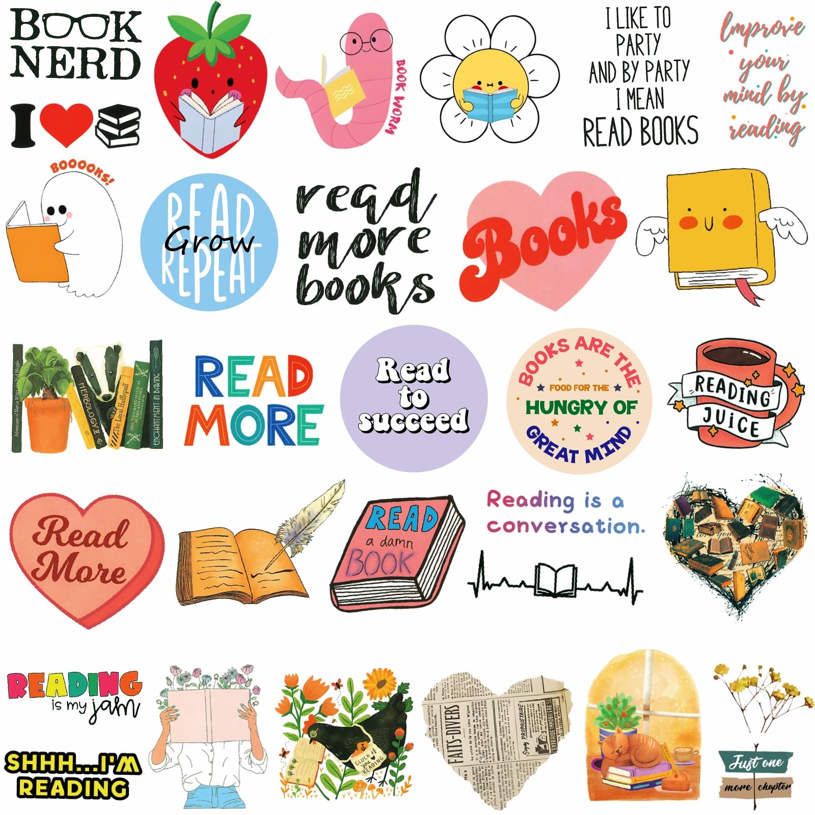 Boekstickers, 100 stuks, motivatiestickers, vinyl, waterdichte leesstickers, esthetische stickers voor volwassenen, vrouwen, kinderen, tieners, meisjes, laptops, waterflessen, computer, koelkasten
