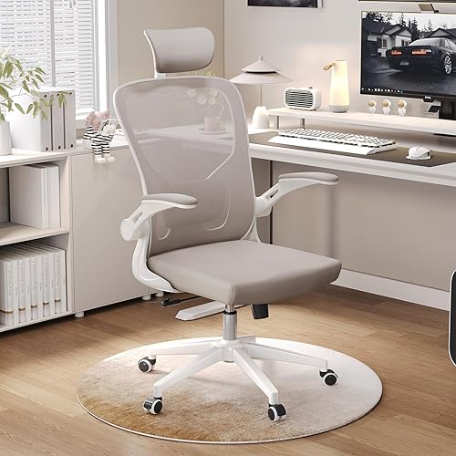 Miniatura 3 de Silla de oficina ergonómica, silla de escritorio de malla con respaldo alto para computadora con altura ajustable, soporte lumbar, reposabrazos