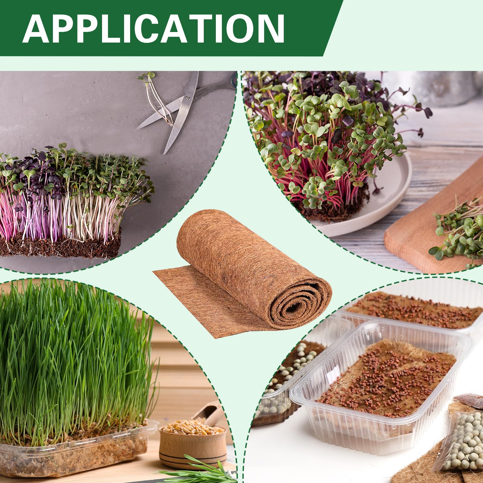 25x400cm Kokosmatte Pflanzen,Microgreens Anzuchtmatte Sprossenpads Hydrokultur Pflanzpads Wachstumsmatten für Pflanzer Fenster Kasten Blumenkorb Garten Tierische Haustiermatte