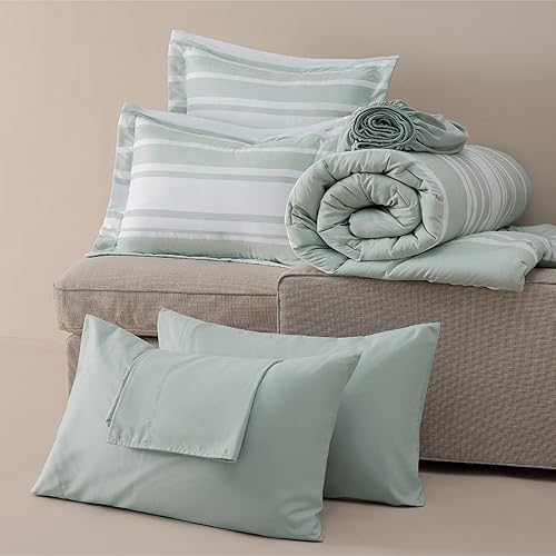 Miniatura 7 de Bedsure Bed in a Bag - Juego de edredón de 7 piezas, para todas las estaciones, sábana encimera, sábana bajera, 2 fundas de almohada y 2 fundas de