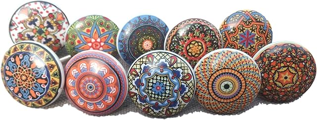 KNOBSWORLD Xfer 002 ceramiczne guziki, styl vintage, wzór kwiatowy, 20 sztuk