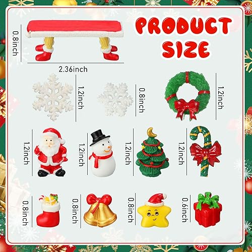 Miniatura 3 de Barydat 100 Pcs Christmas Miniature Figurines Bulk Mini Crafts Resin Santa Claus Snowman Ornaments Kit for DIY Christmas Snow Globes Garden