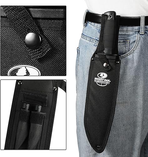 Miniatura 3 de Mossy Oak Cuchillo Bowie de supervivencia de 15 pulgadas y cuchillo de bolsillo plegable cuchillo de caza de hoja fija con funda sacapuntas e