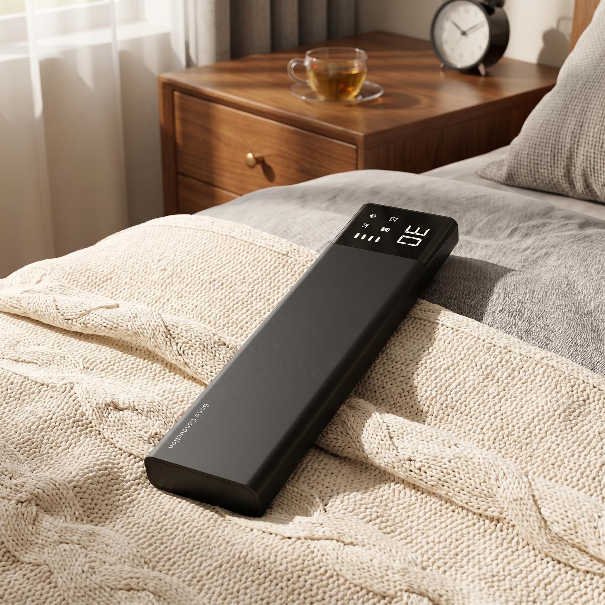 Timer di Rumore Bianco, Mini Altoparlante Bluetooth A Conduzione Ossea | Altoparlante a cuscino Bluetooth, 36 suoni rilassanti, display integrato, 650 mAh, Cuffie Per Podcast E Audiolibri